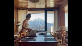 Busty skier gets a cocky holiday treat