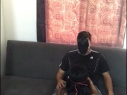 Brunette sucks the courier and the plumber's cock