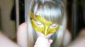 Masked Sexy Girl Milking Husband's Dong With Her Mouth