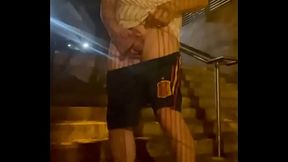 Amateur boy caught peeing in the street