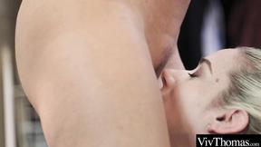 ”Mesmerizing brunette tries on a sexy dress to pleasure lesbian lover”