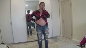 Hard hiccup tears through the girl s stomach so hard b