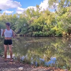 A Young Handsome Slut Takes an Older Man's Load in a Car on the Riverbank