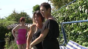 Anal whores enjoy a wild interracial DP group sex party outdoor