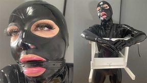 Latex & Bdsm Couple In Rubber Catsuits Submissive Slave Is Tied Up Gagged In Bondage