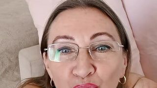 Cougar Granny MariaOld suck cock and do POV blowjob for step grandson. Taboo role-play.