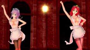 Touhou girls get freaky with a sexy anime dance showdown