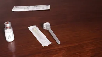 Solo guy injects medicine and strokes his hard erect cock until cumshot
