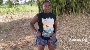 African Ebony Sexy Black Girl Dances in Public with Laughter