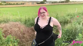 German Goth BBW Abby Strange pees through her panties
