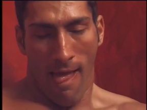 Two hot muscular guys naked on an extrange place anal sex