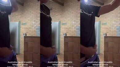 Australian guy in public jerk cumshot