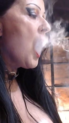 Multi Angle Smoking Busty MILF in Bra