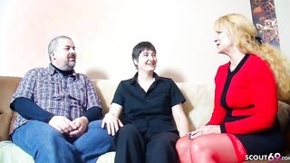 Real older German Lovers talk to First 3Some Sex by Huge Titted Old