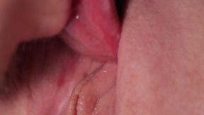 Enjoying a taste of her teen pussy close up