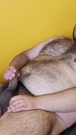 Fat hairy bear masturbates and ends up with cum everywhere   Clip 3