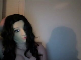 Cecile's Night Pt2! Wearing female mask Cecile and putting on my female silicone hand gloves!