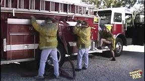 These super sexy firefighters had incredible sex next to their fire truck after cleaning it