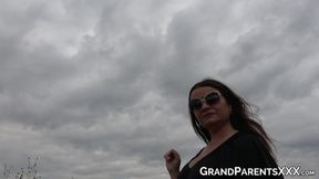 Rich man's big cock gets sucked by mature MILF and her granddaughter