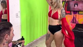 White girl with big natural tits and a fit body surprises a cuckold with her bedroom skills