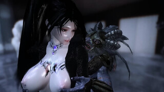 skyrim a motorcycle catsuit woman came to a monster hotel