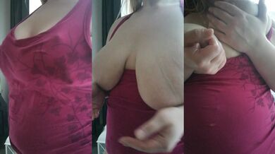 Massive saggy boobs flash in HD massage solo show