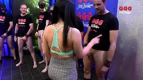 Gang bang with huge cocks and horny pussies