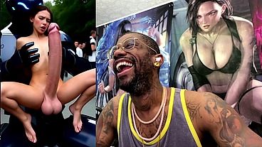 Extra Long Cock Transgender Girl Cums Hard While Getting Anal Fucked By A Clanker, AI Generated