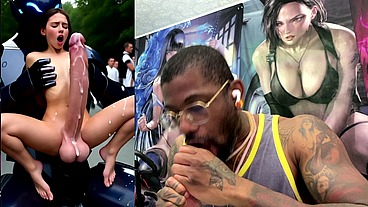 Extra Long Cock Transgender Girl Cums Hard While Getting Anal Fucked By A Clanker, AI Generated