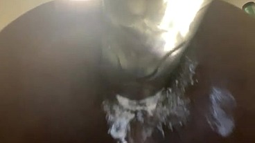 Creamy Gay Black Anal in a white thong