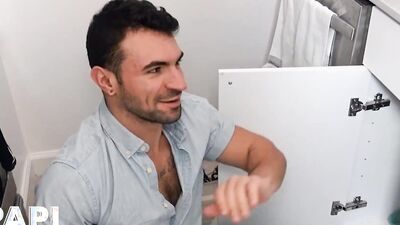 Papi - Handsome Plumber's, Ian Greene, Client can't Resist the View of his Ass as he Fixes the Sink
