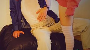 Piss games in the morning in striped socks and pink hoody (artwork without sound)
