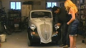 Hood of the Rolls Royce gets mouthful of cock