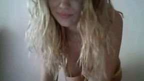 Perfect hot young blonde girl masturbates on webcam