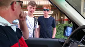 Gay studs enjoy being tied up and fucked by two male perverts