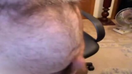 Hairy daddy bear stoking his cock