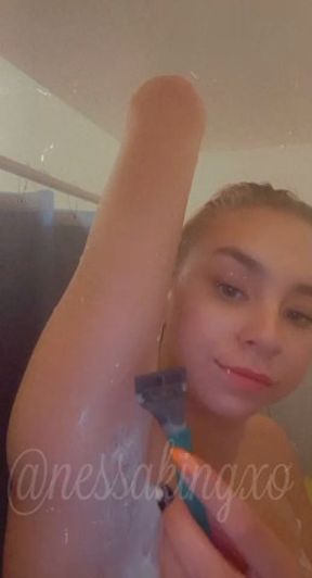 Hairy armpit shave
