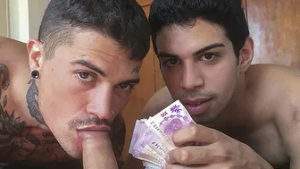 Two tattooed Latin hunks invite me for a wild threesome