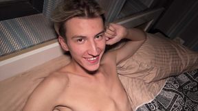 Cute Twink Jerks off His Huge Dick with His Daddy