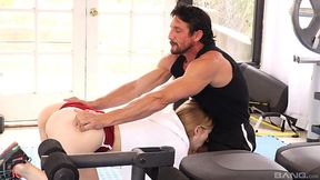 Sporty Alexa Grace gets her tight pussy devoured by personal trainer Tommy Gunn's thick cock