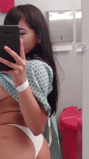 Busty Big Ass Quarantined Teen Almost Caught Masturbating in Hospital Room