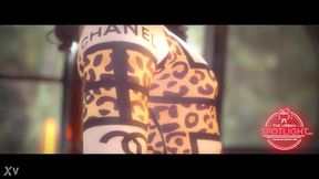 Thicc chick shakes her big booty in a Chanel dress
