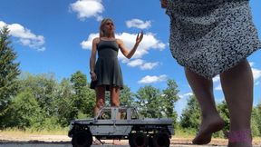 Sneaker-Girl Emmy & Honey - Big Toy Car Destruction from Ex Boyfriend