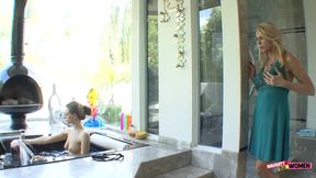 Two tender girls kiss, touch, and fuck each other in an amazing lesbian sex scene