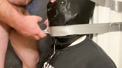 Kinky stud loves being tied up to have his throat rammed