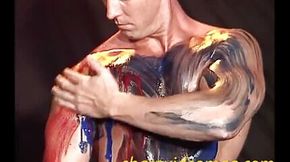 Junkyard Boy Dillon Day Paints His Muscular Body