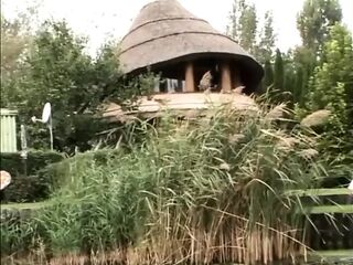 Golden-haired plump banging on the beach