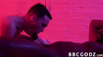 Twink Joe Ex rides Lawrence Portland's huge black cock bareback