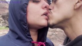Amateur babe sucks tool and rides in public doggystyle