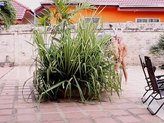 Mama nearly caught us: stepfather hard drilled daughter outdoor
